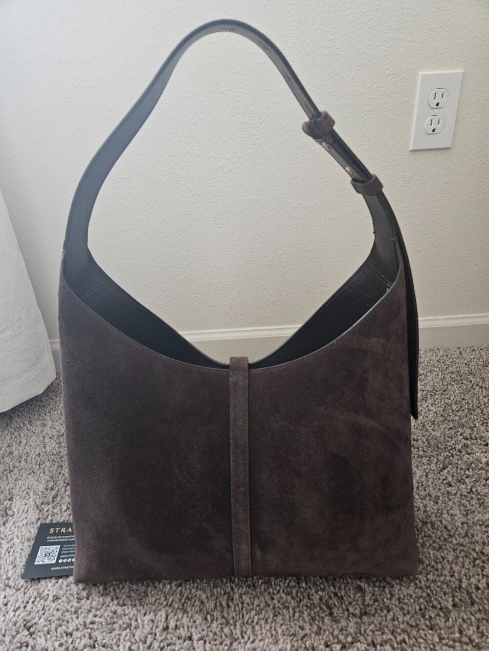STRATHBERRY Kite Hobo Maxi Bag Suede Chocolate Brown - Picture 7 of 14